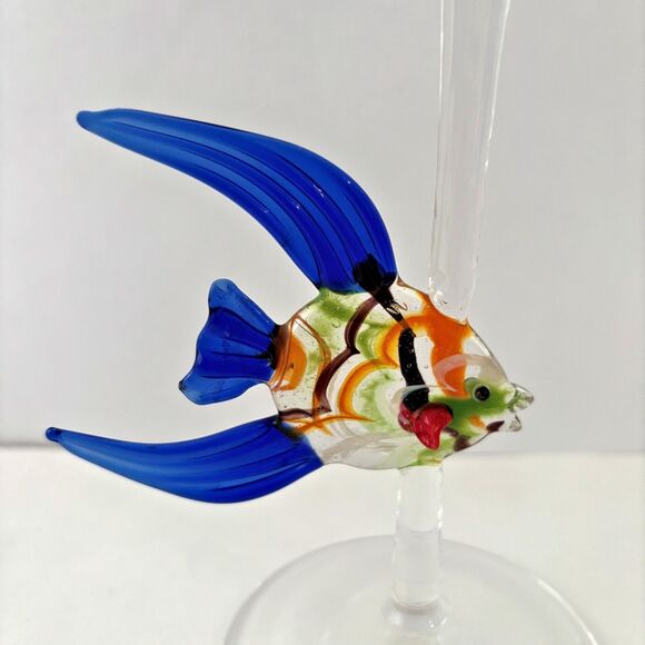 Murano Martini Fish Stem Martini Glasses Set 4 Tropical Barware Island Cocktail - Picture 8 of 8